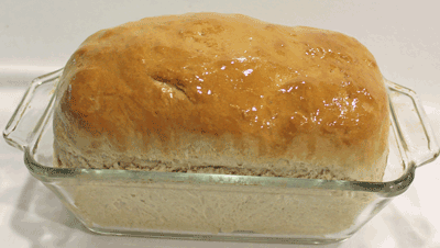 Baked Bread with coconut oil to give a glaze