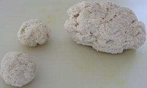 Dough formed with mealie meal and flour