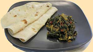Rotis served with delicious Spinach Chutney