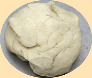 Dough mixed to form a ball